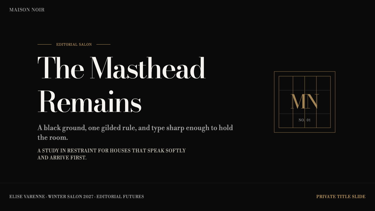 Bodoni Didone Fashion Masthead design style applied to a Slide · cover