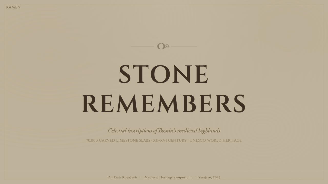 Bosnian Stećak Medieval Tombstone design style applied to a Slide · cover