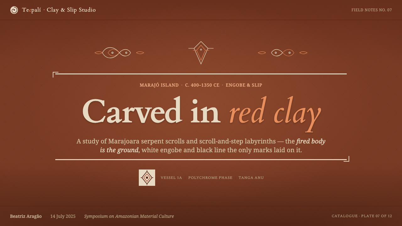 Marajoara Amazon Ceramic design style applied to a Slide · cover