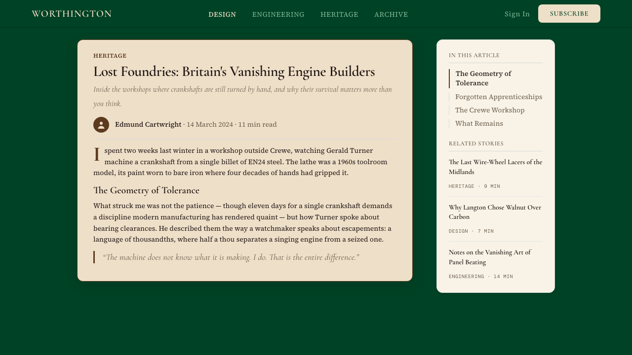 British Racing Green (Motorsport, 1907) 设计风格用在文章页上