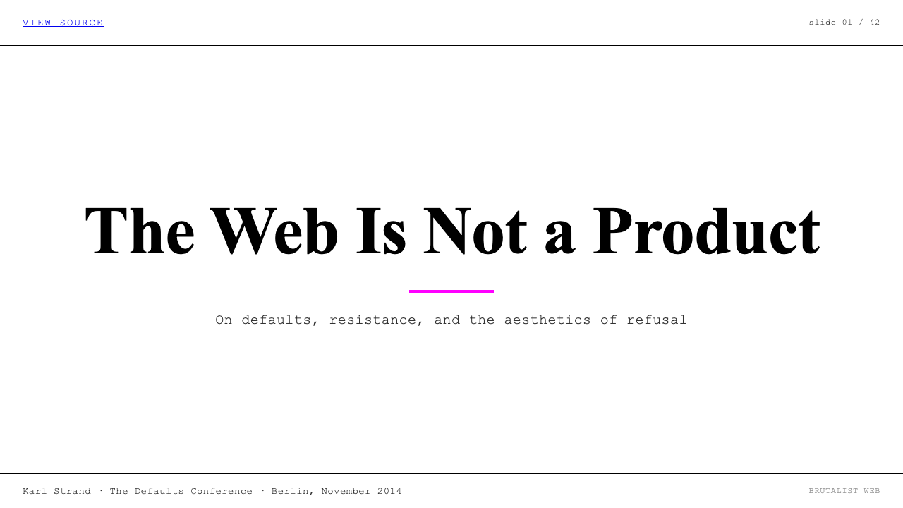 Brutalist Web 2014 设计风格用在幻灯片 · 封面上
