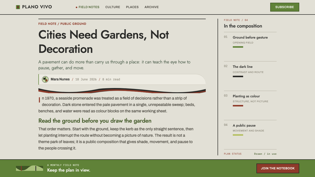 Burle Marx Landscape design style applied to a Article page