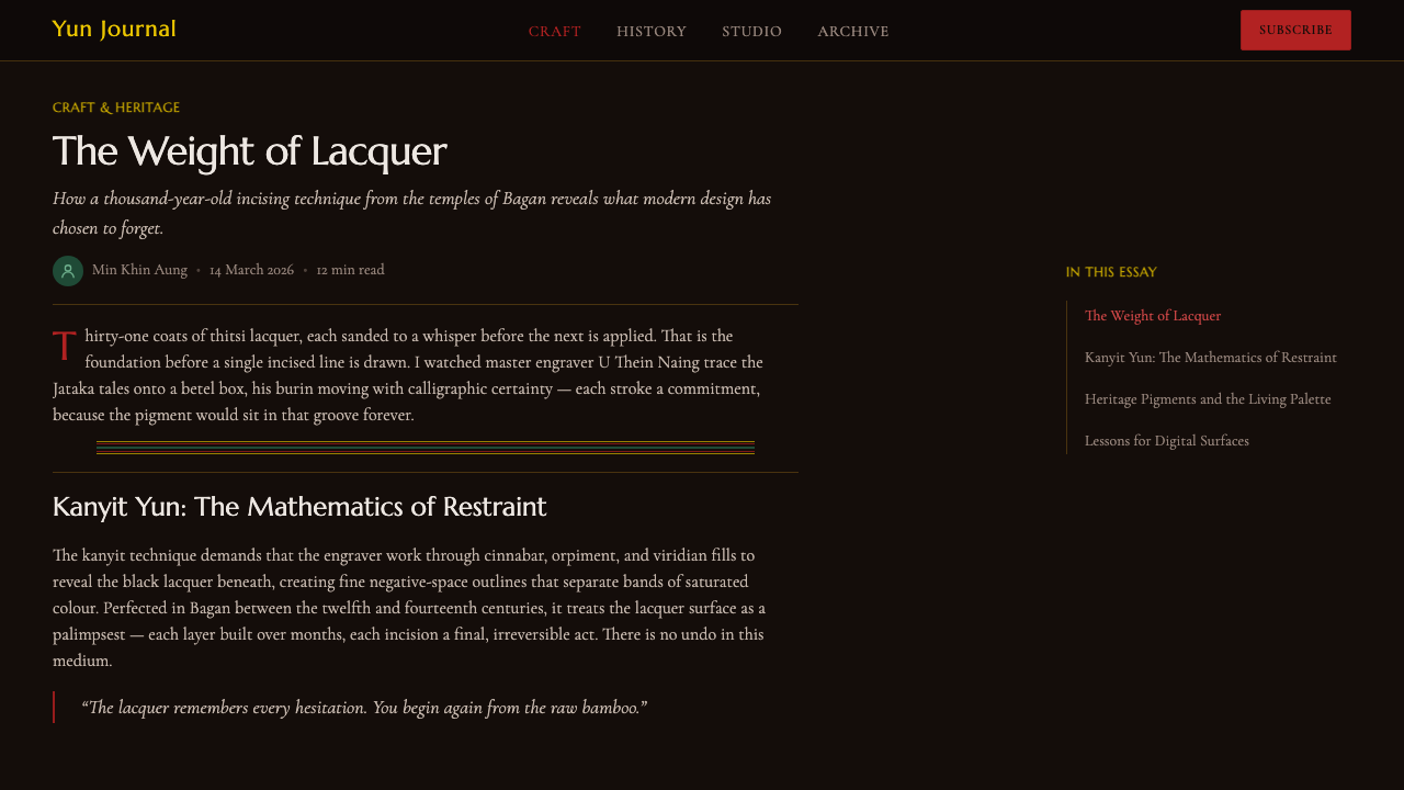 Burmese Yun Lacquerware 设计风格用在文章页上