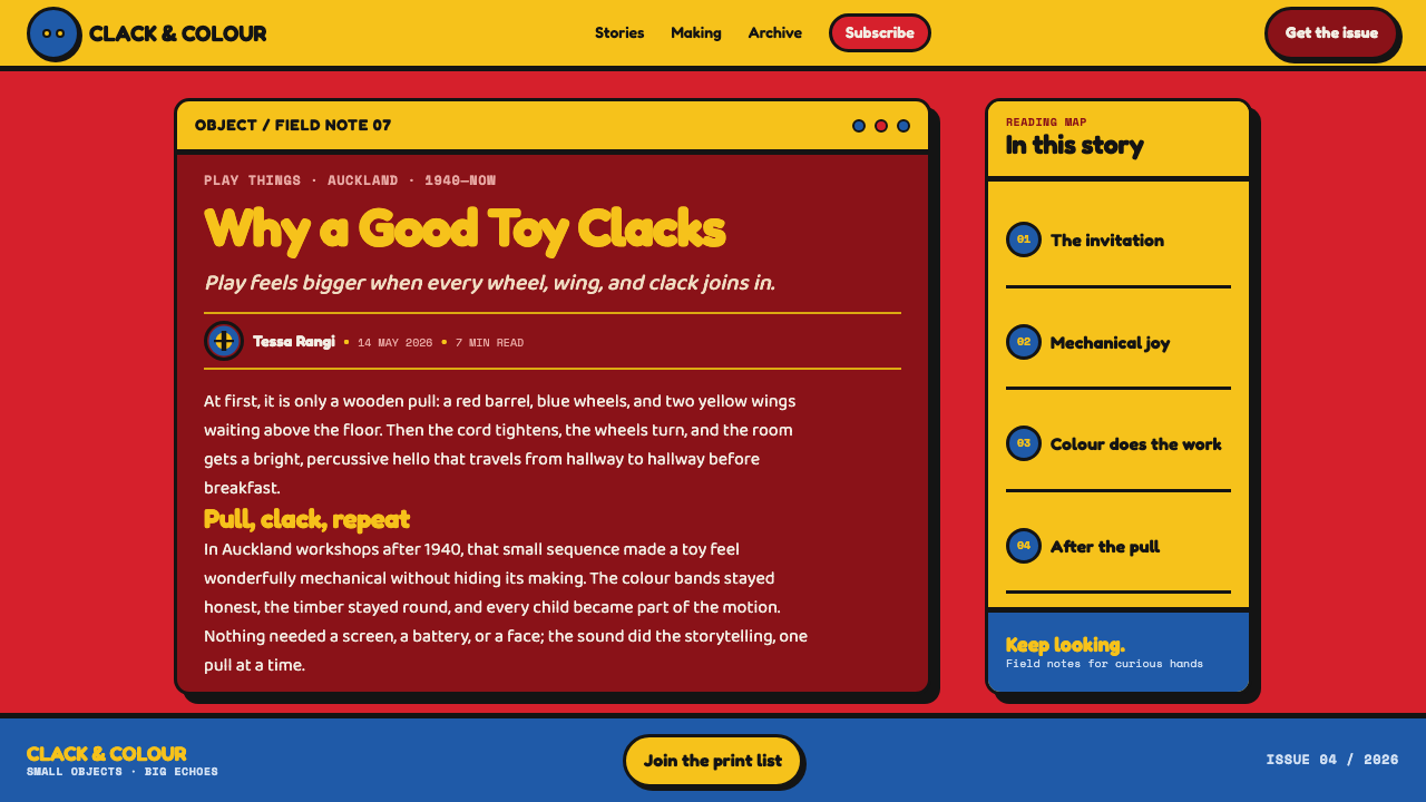 Buzzy Bee Toy design style applied to a Article page