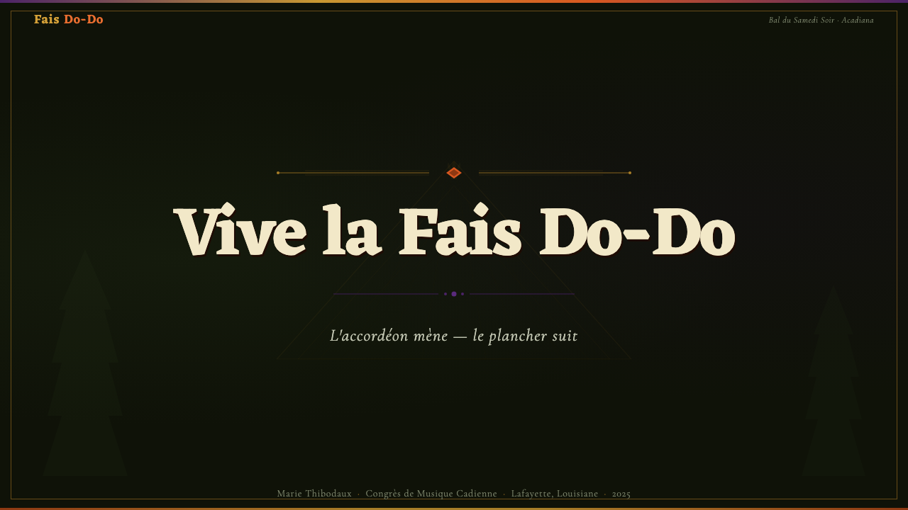 Cajun Louisiana Bayou Fais Do-Do design style applied to a Slide · cover