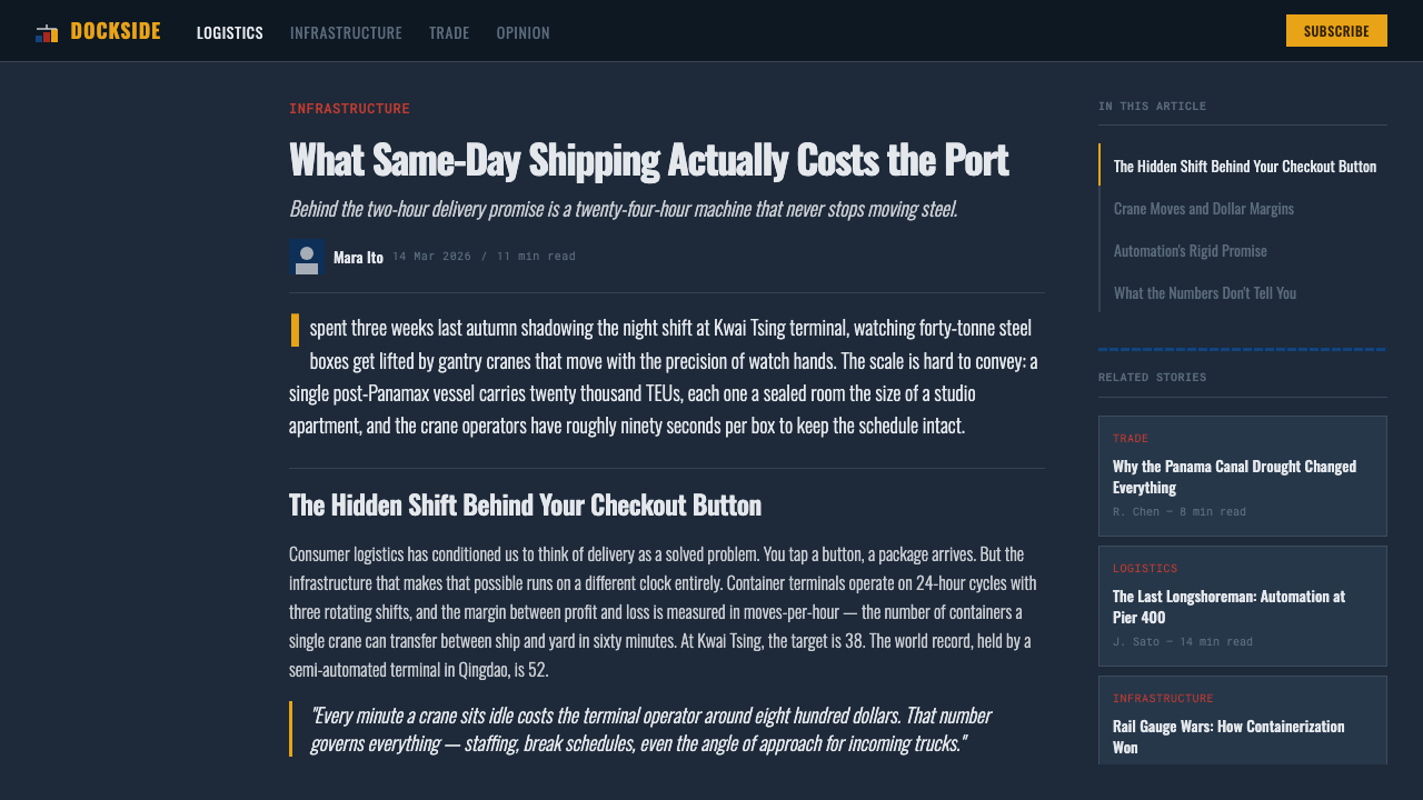 Container Port 设计风格用在文章页上