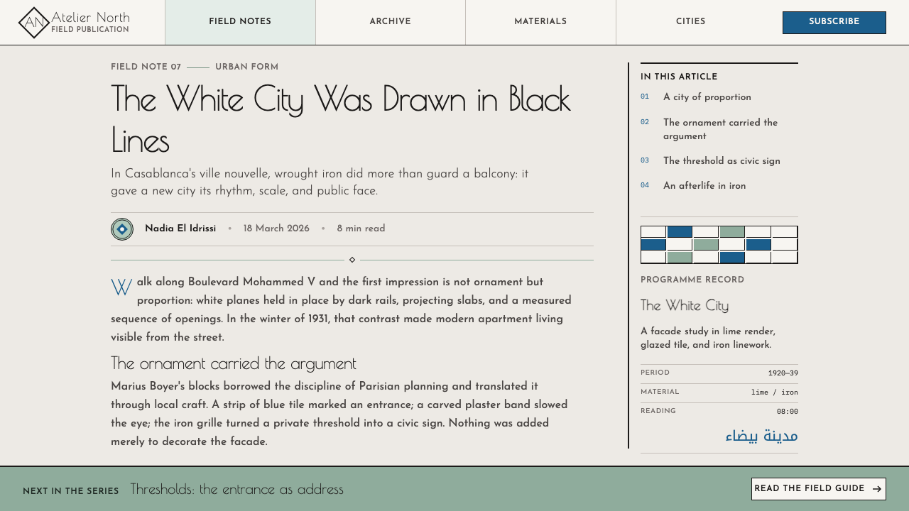 Casablanca Néo-Mauresque design style applied to a Article page