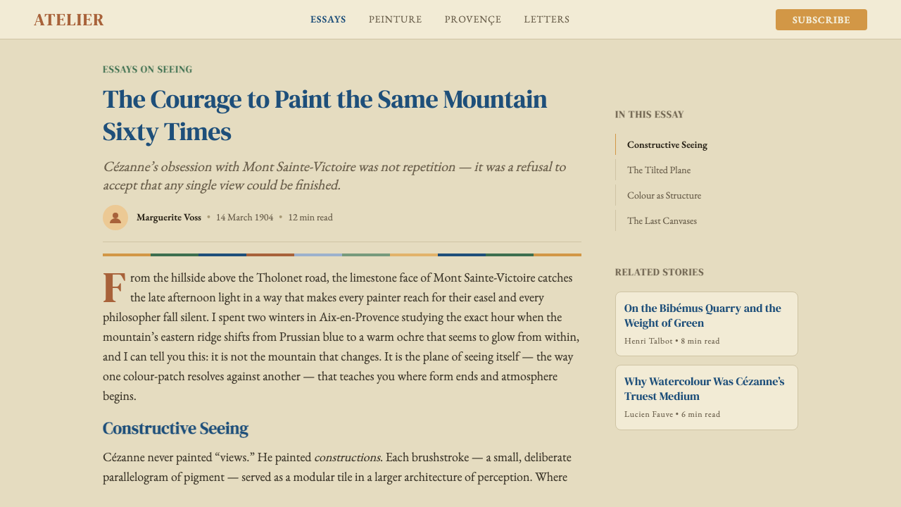 Cézanne — Mont Sainte-Victoire 设计风格用在文章页上