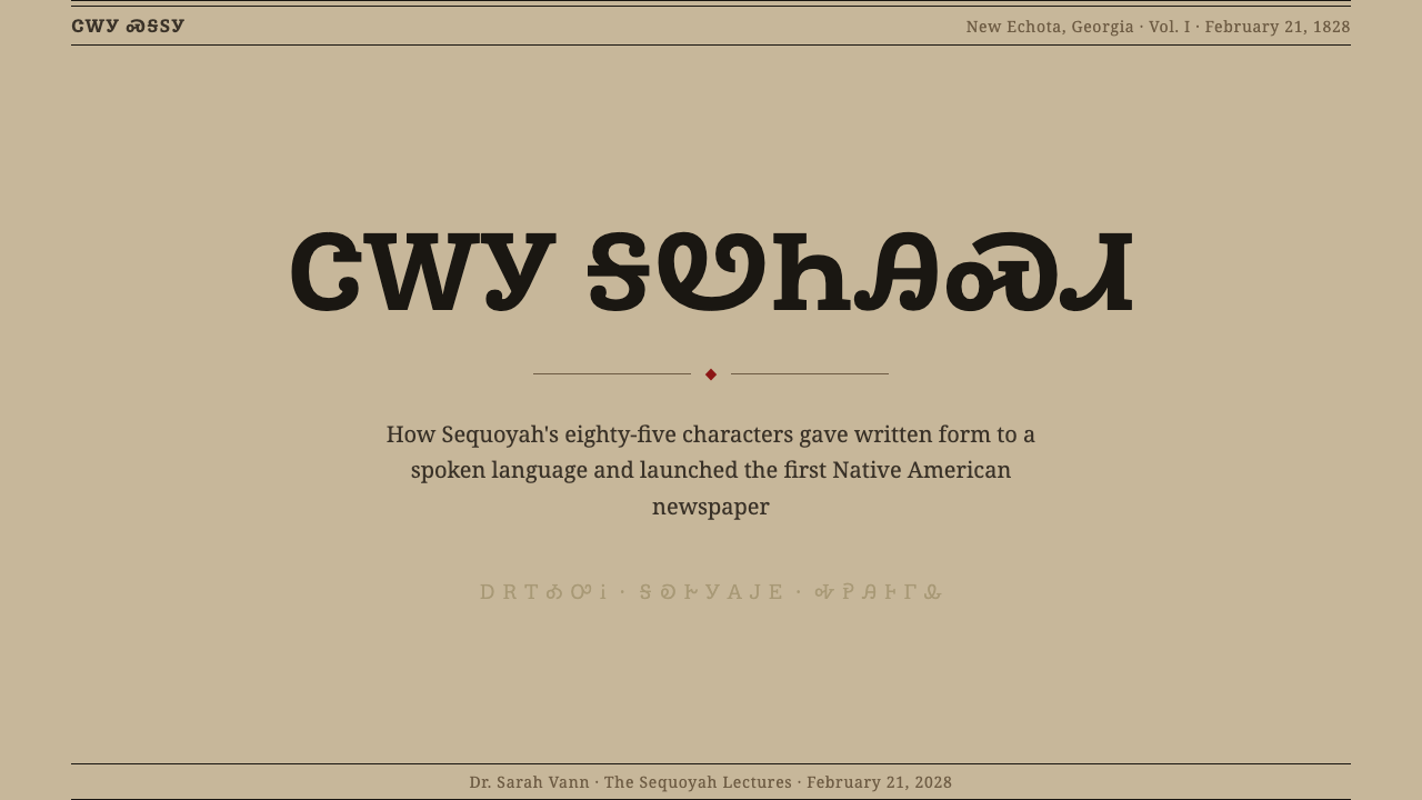 Cherokee Syllabary design style applied to a Slide · cover