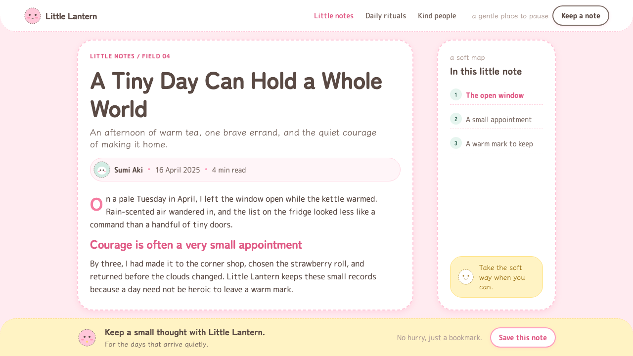 Chiikawa (2022) design style applied to a Article page