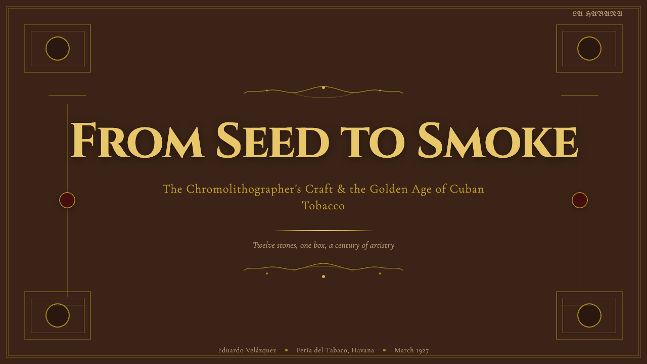 Cigar Box Label (Cuban) 设计风格用在幻灯片 · 封面上