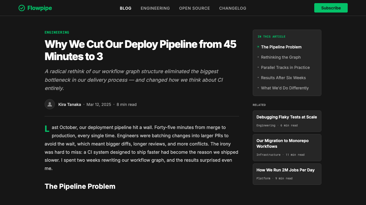 CircleCI Pipeline-Green 设计风格用在文章页上