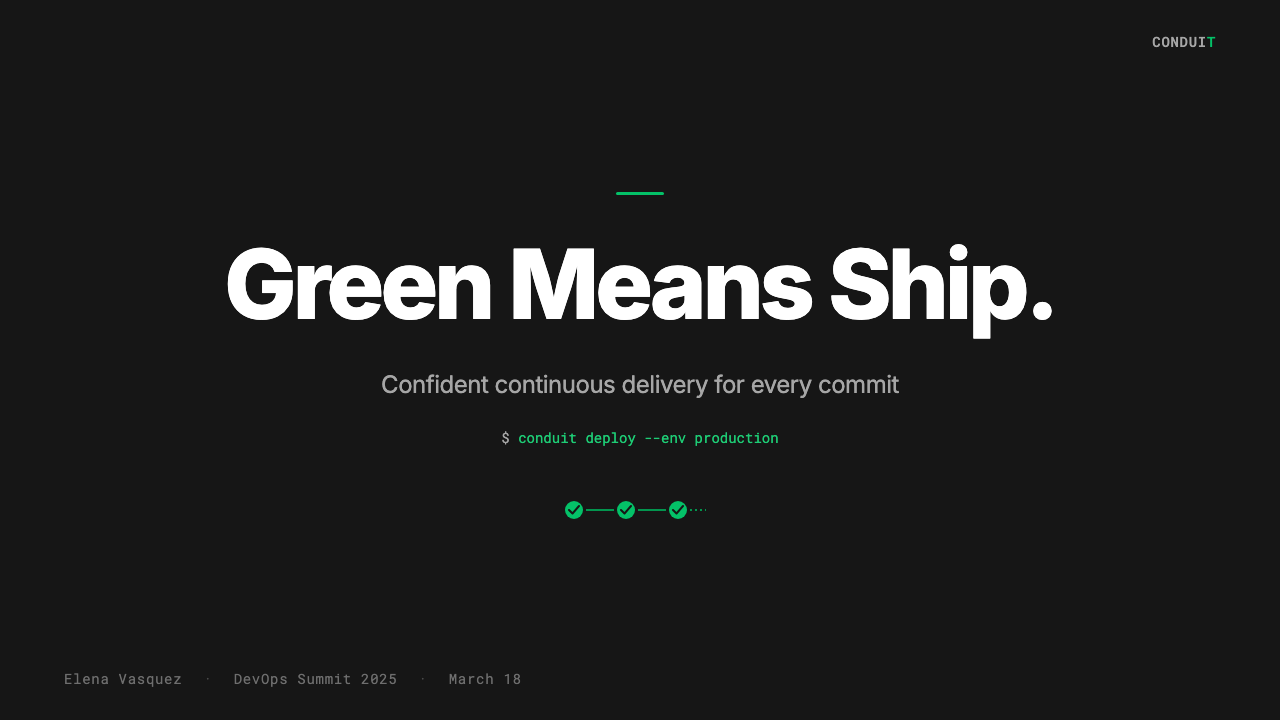 CircleCI Pipeline-Green 设计风格用在幻灯片 · 封面上