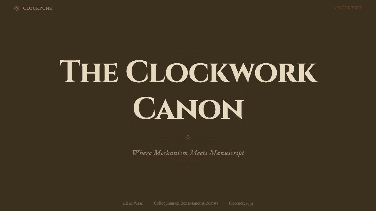 Clockpunk (da Vinci) 设计风格用在幻灯片 · 封面上