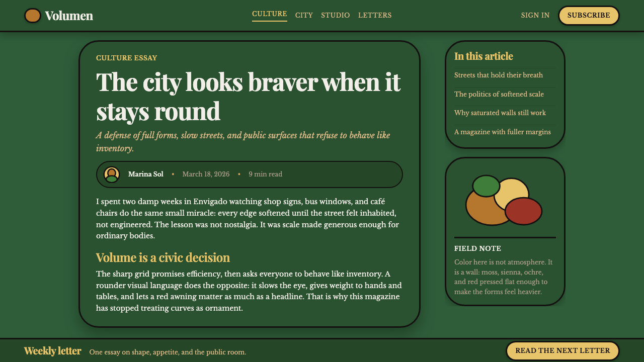 Botero Boterismo Volume design style applied to a Article page