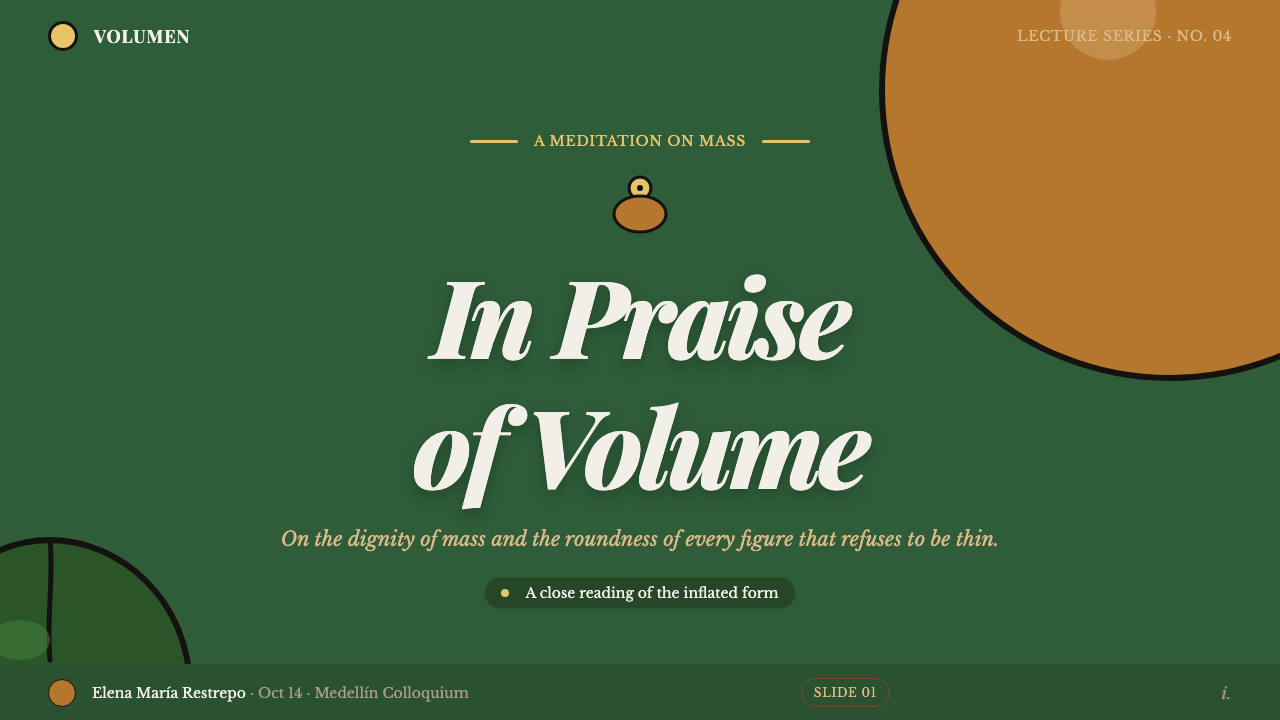 Botero Boterismo Volume design style applied to a Slide · cover