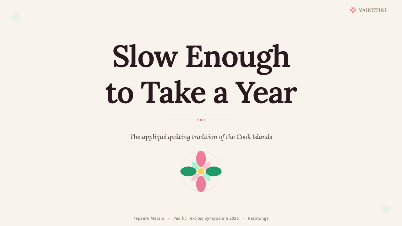 Cook Islands Tivaivai design style applied to a Slide · cover