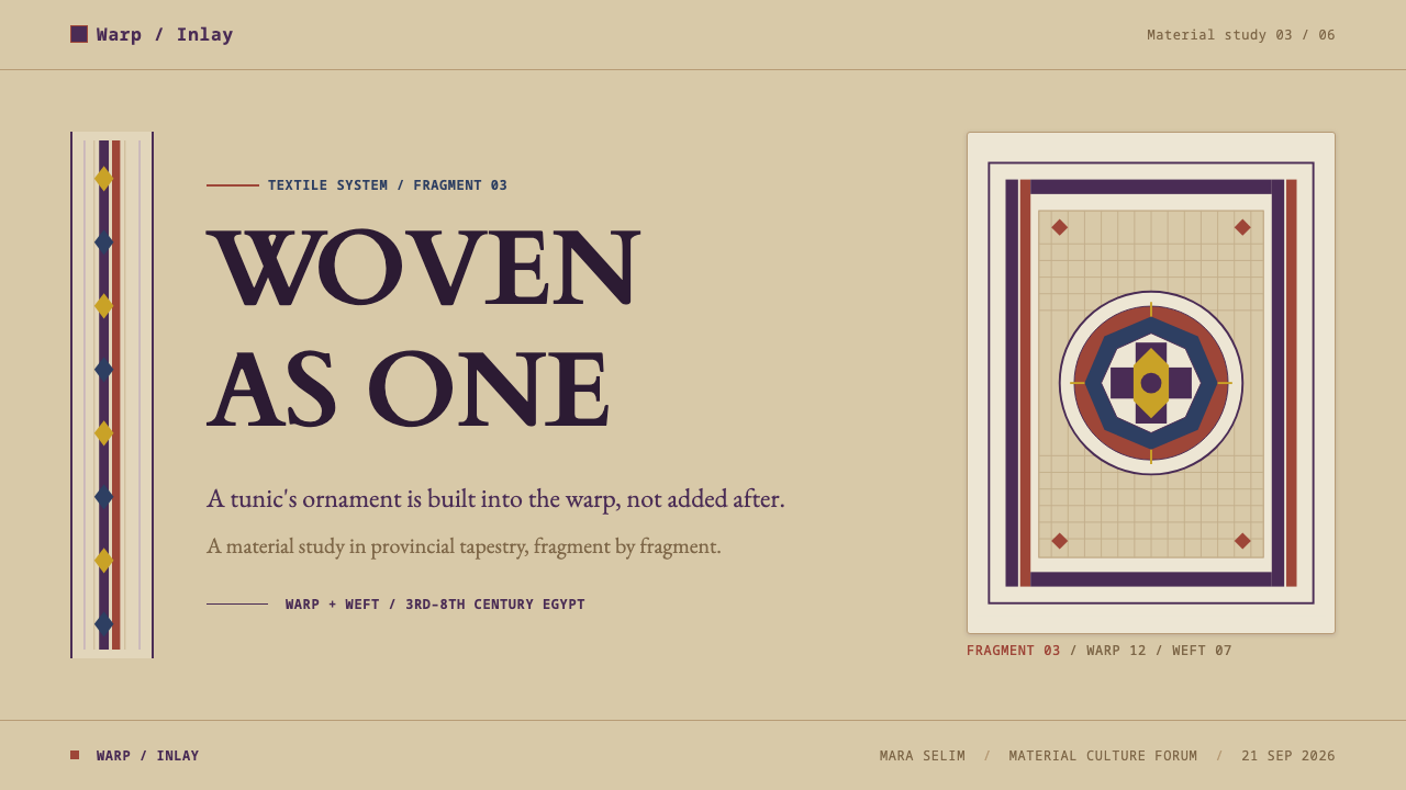 Coptic Tunic Weave design style applied to a Slide · cover