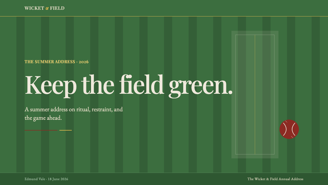 Cricket Whites Flannels design style applied to a Slide · cover