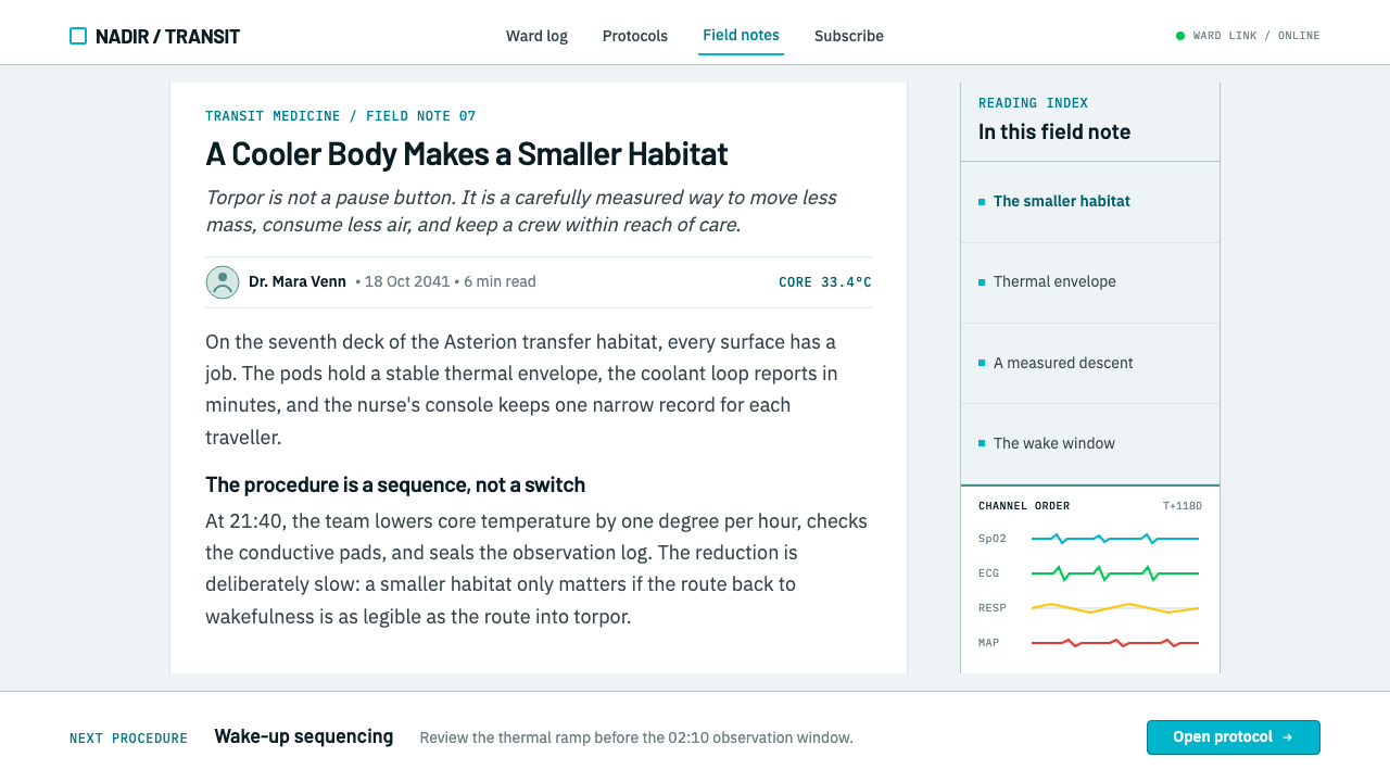 Cryosleep Transit Ward design style applied to a Article page