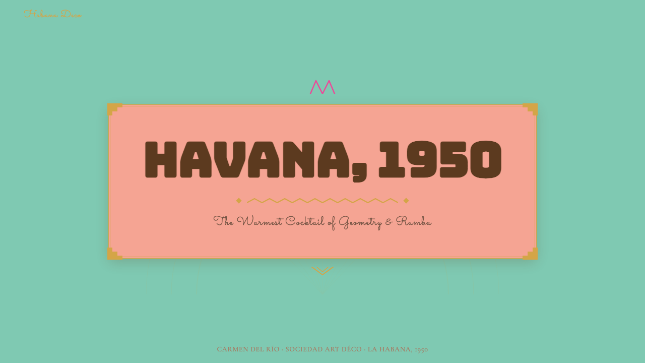 Cuban Art Deco (Havana 1950) 设计风格用在幻灯片 · 封面上