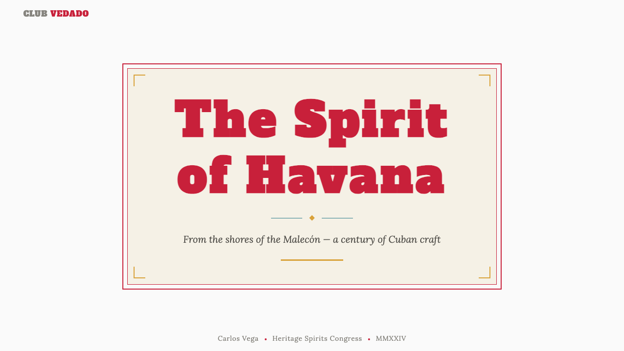 Havana Club Cuban Rum 设计风格用在幻灯片 · 封面上