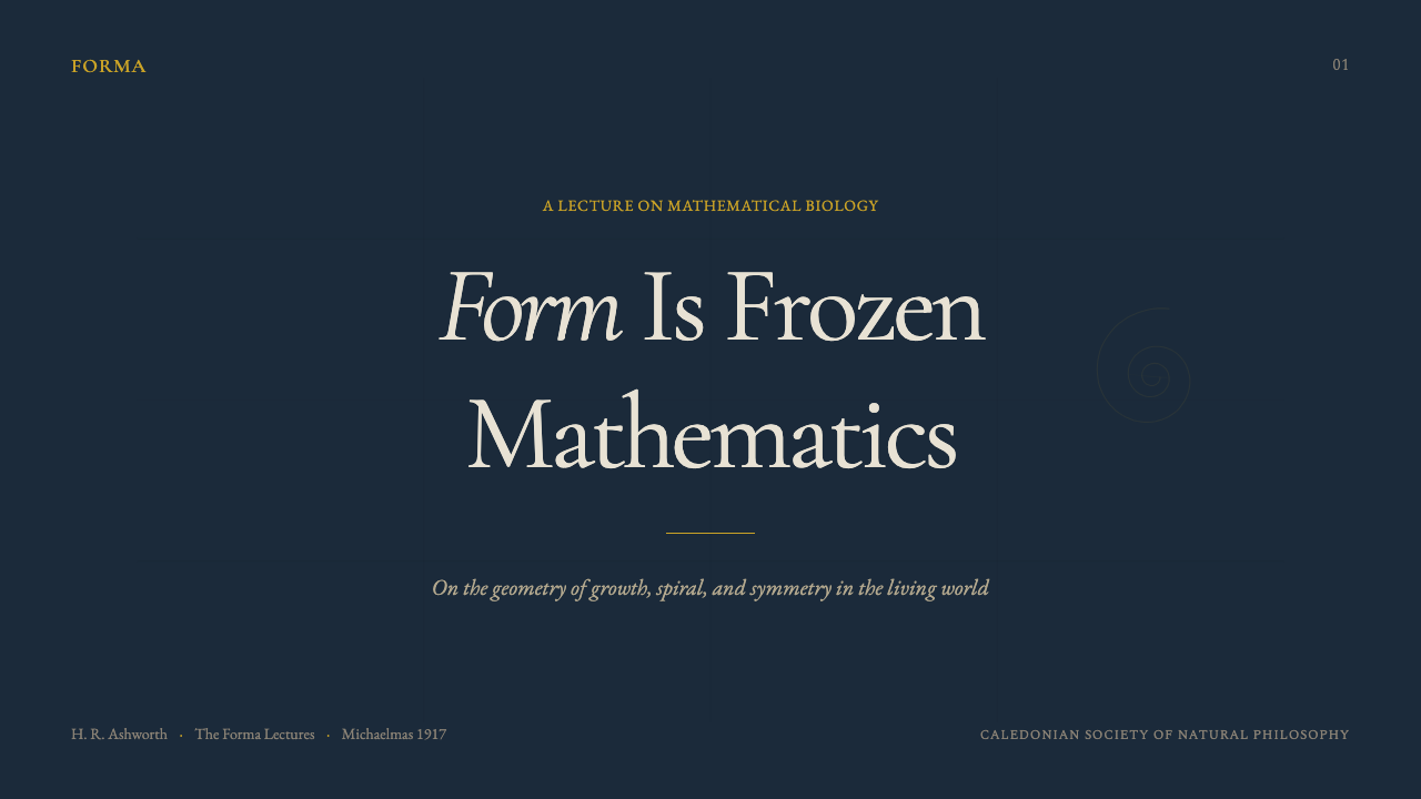 On Growth and Form design style applied to a Slide · cover