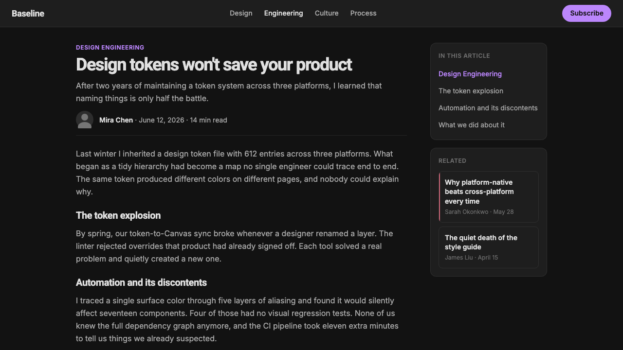 Dark Mode UI 设计风格用在文章页上