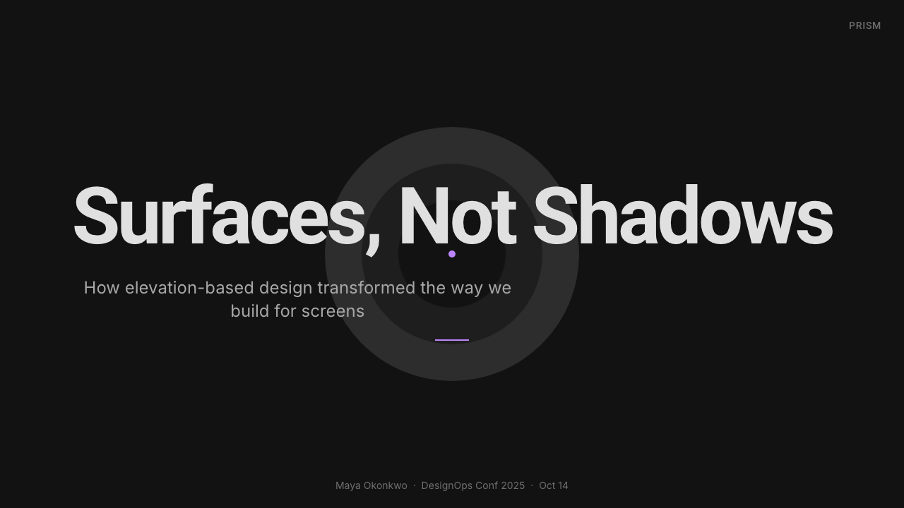Dark Mode UI 设计风格用在幻灯片 · 封面上