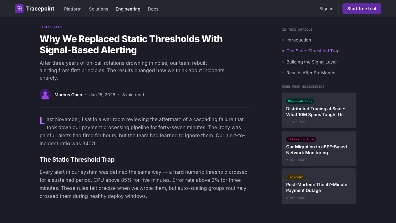 Datadog 设计风格用在文章页上