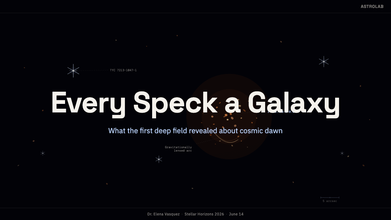 JWST Deep Field 设计风格用在幻灯片 · 封面上