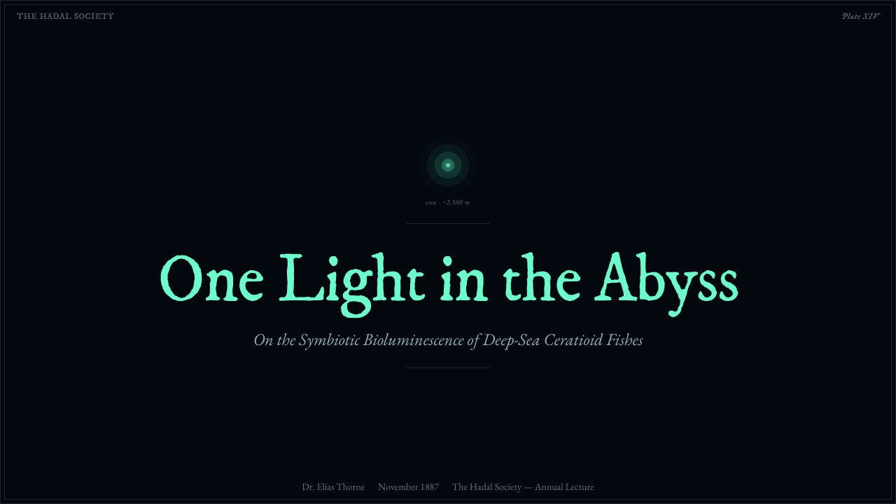 Anglerfish Lure Bioluminescence 设计风格用在幻灯片 · 封面上