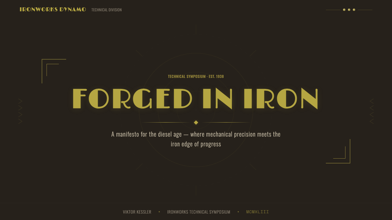 Dieselpunk Retrofuture design style applied to a Slide · cover
