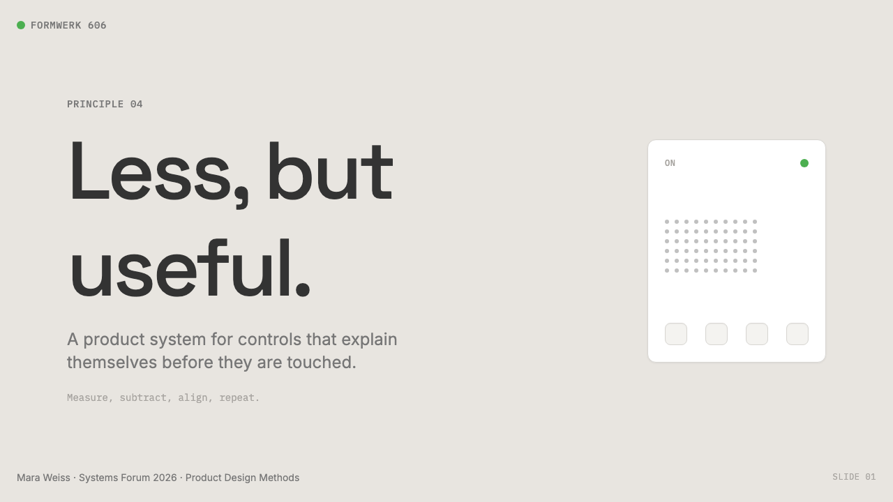 Dieter Rams / Braun 设计风格用在幻灯片 · 封面上
