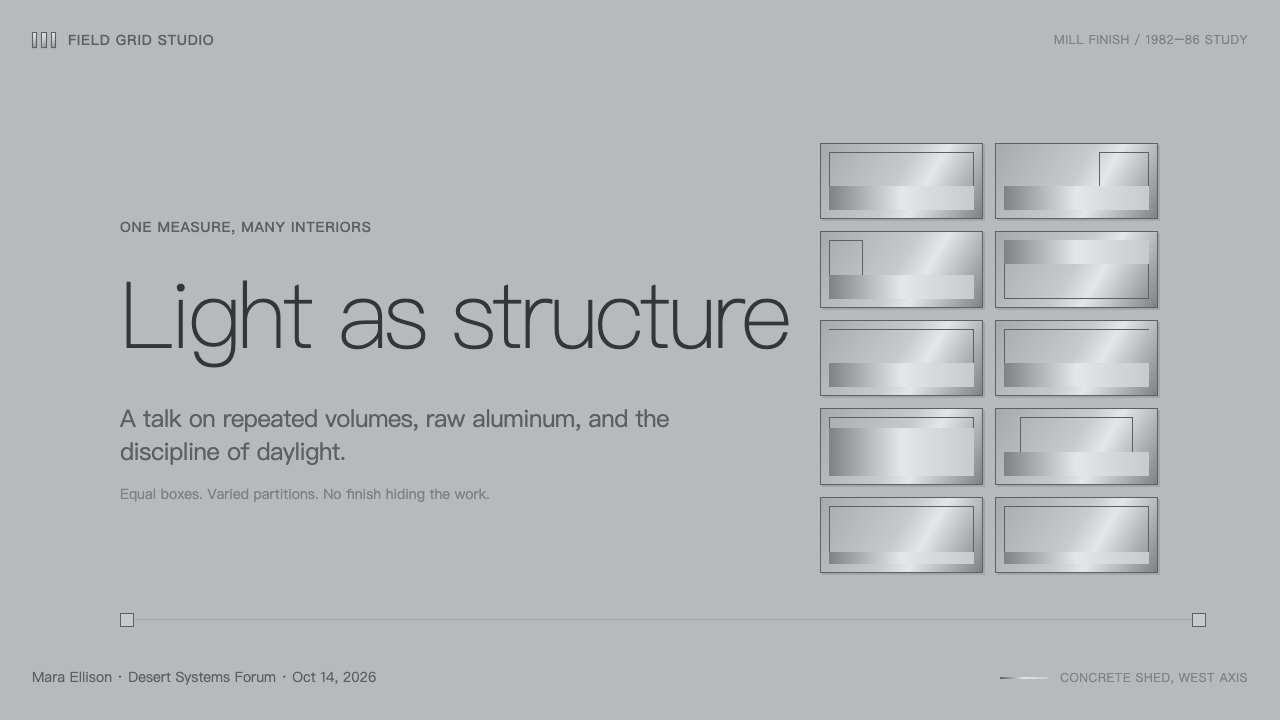 Donald Judd Milled Aluminum design style applied to a Slide · cover