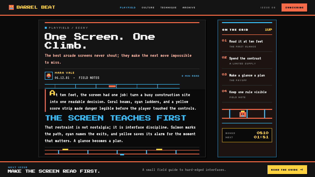 Donkey Kong (1981 Arcade) design style applied to a Article page