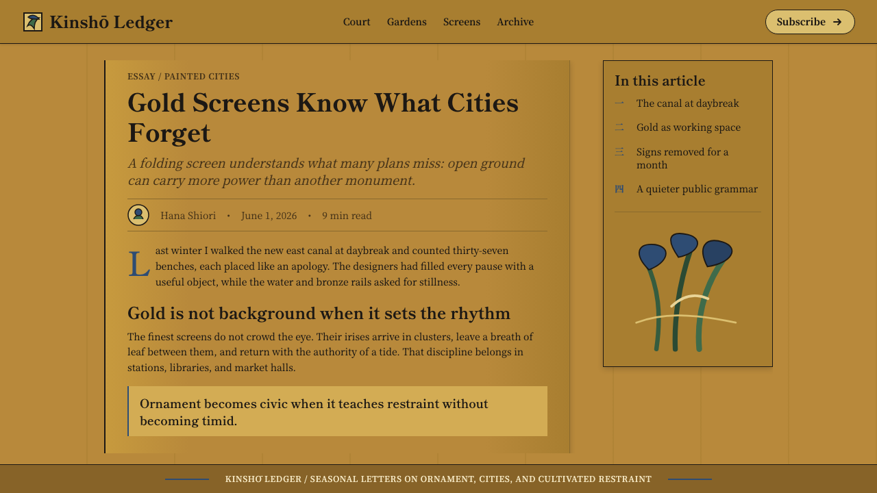Edo Rinpa (Kōrin) design style applied to a Article page