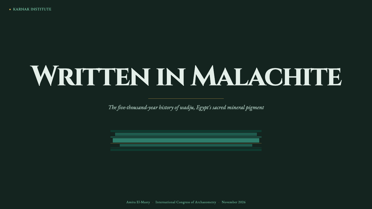 Egyptian Malachite Pigment 设计风格用在幻灯片 · 封面上