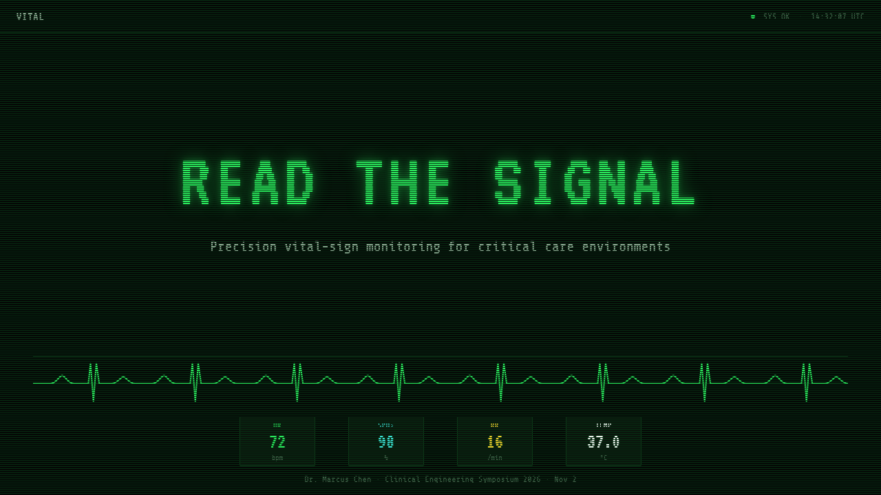 EKG Vital Monitor 设计风格用在幻灯片 · 封面上