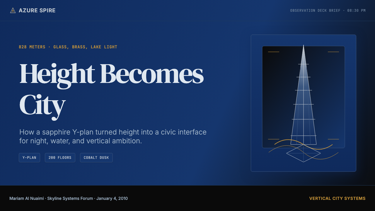 Emirati Burj Khalifa Sapphire (2010) design style applied to a Slide · cover