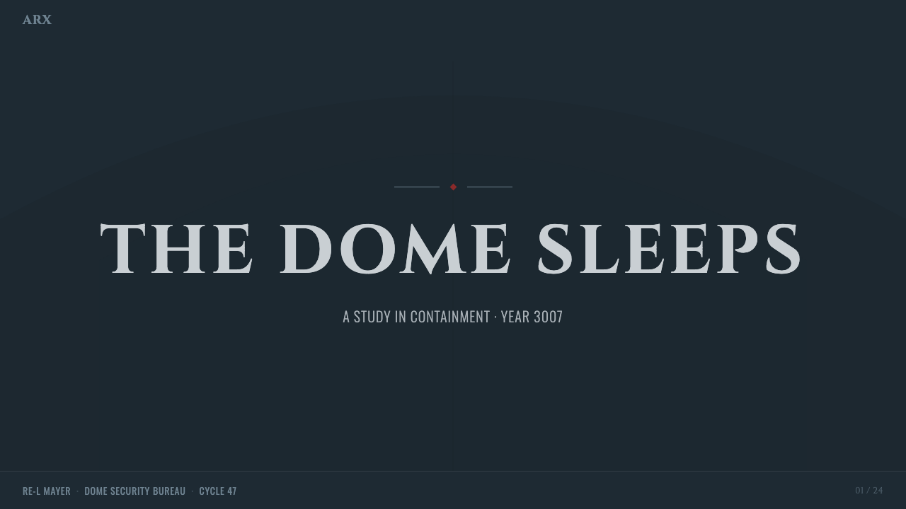 Ergo Proxy Romdeau Domes design style applied to a Slide · cover