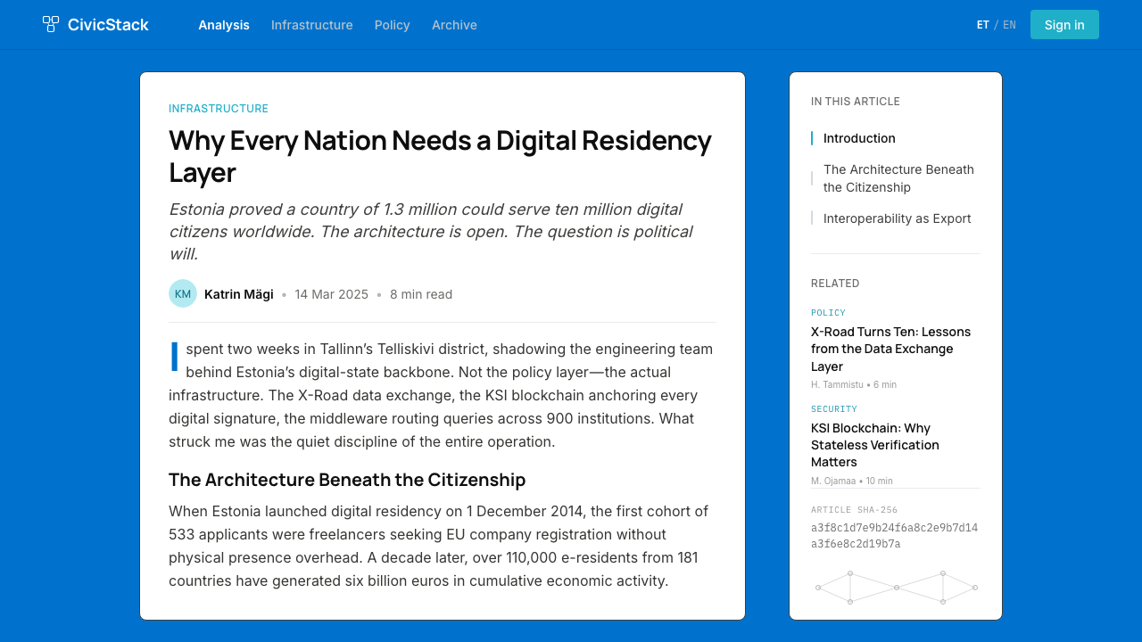 Estonia e-Residency Digital (2014) 设计风格用在文章页上