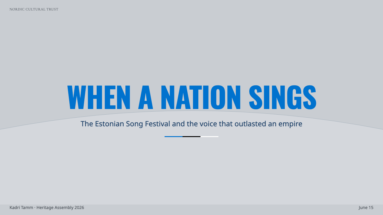 Estonian Song Festival (Laulupidu) 设计风格用在幻灯片 · 封面上