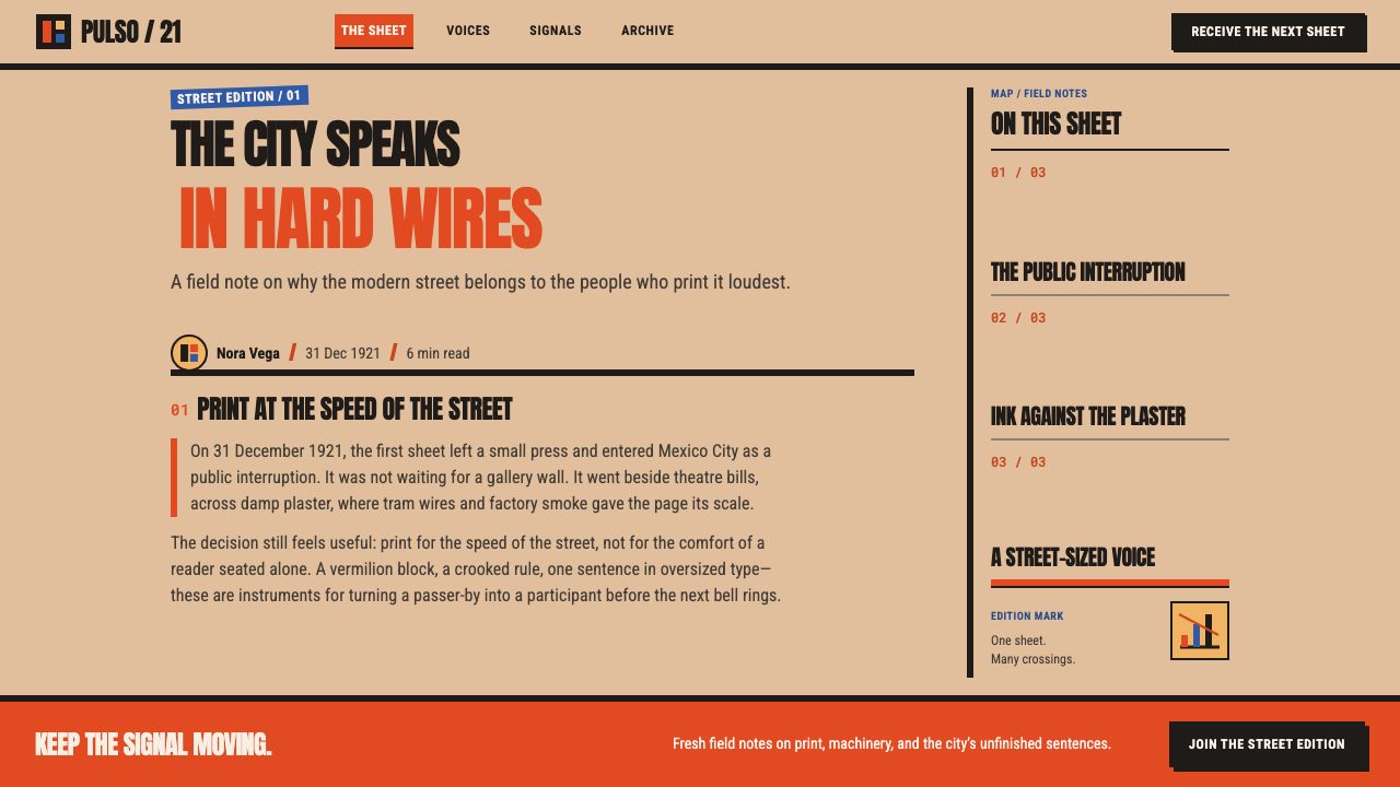 Estridentismo design style applied to a Article page