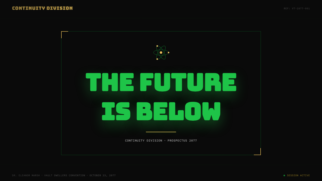 Fallout Vault-Tec Pip-Boy 设计风格用在幻灯片 · 封面上
