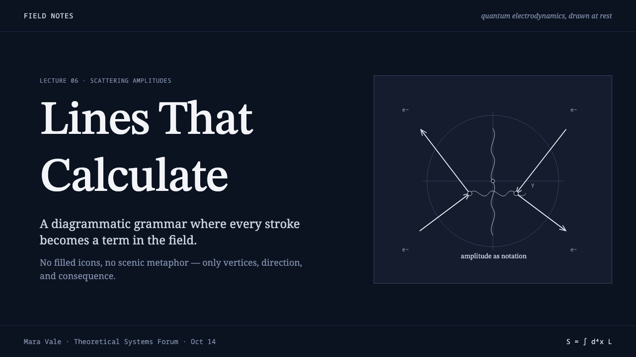 Feynman Diagram QED design style applied to a Slide · cover