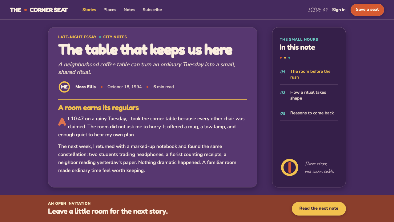 Friends Central Perk (1994) design style applied to a Article page