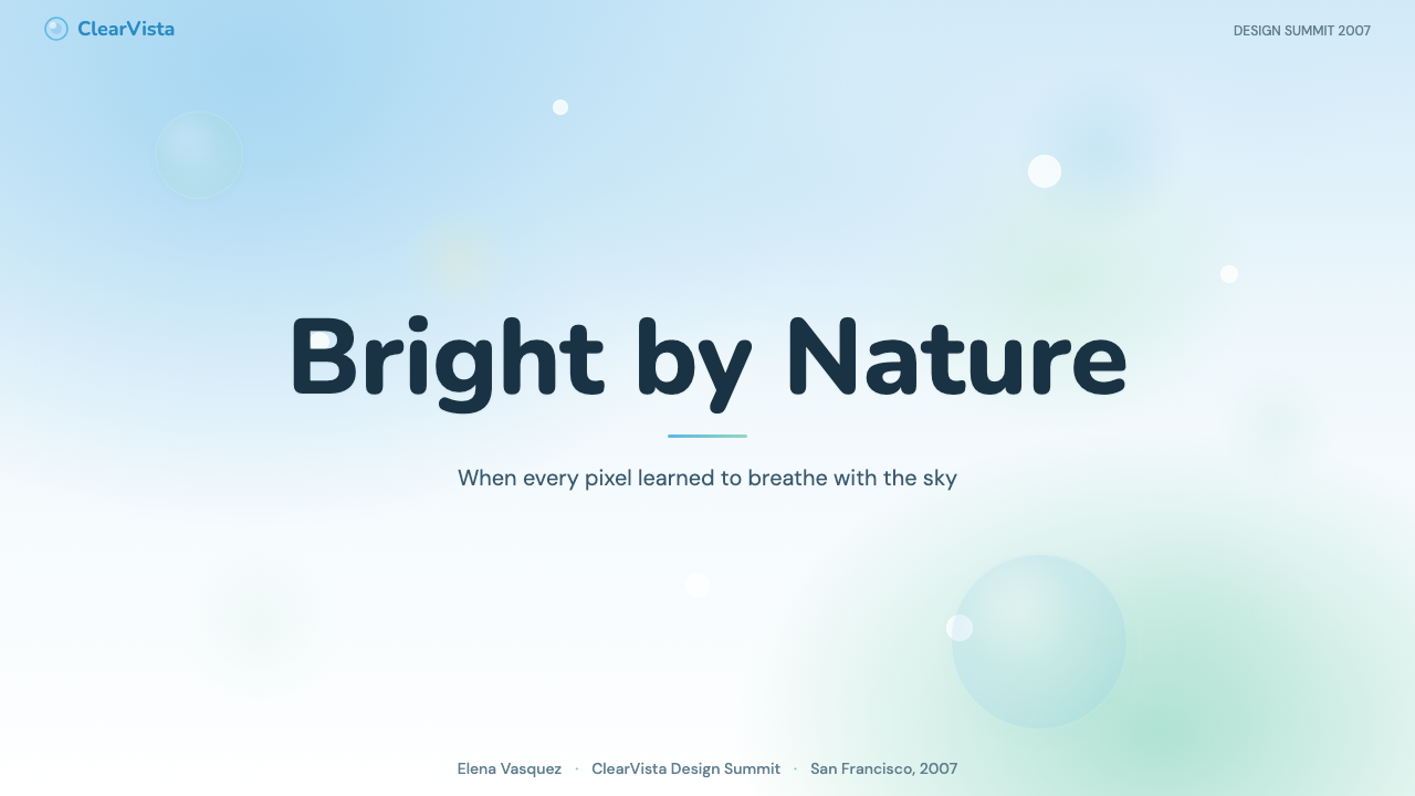 Frutiger Aero 2007 设计风格用在幻灯片 · 封面上