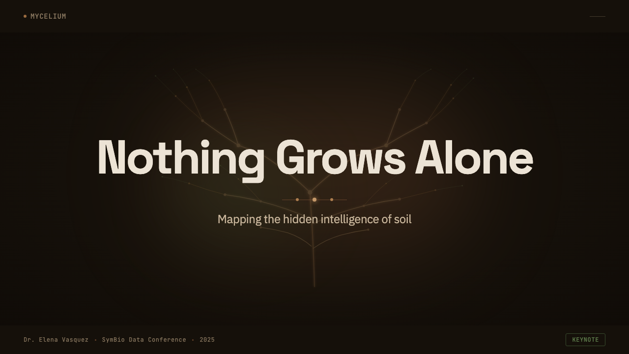 Mycelium Network 设计风格用在幻灯片 · 封面上