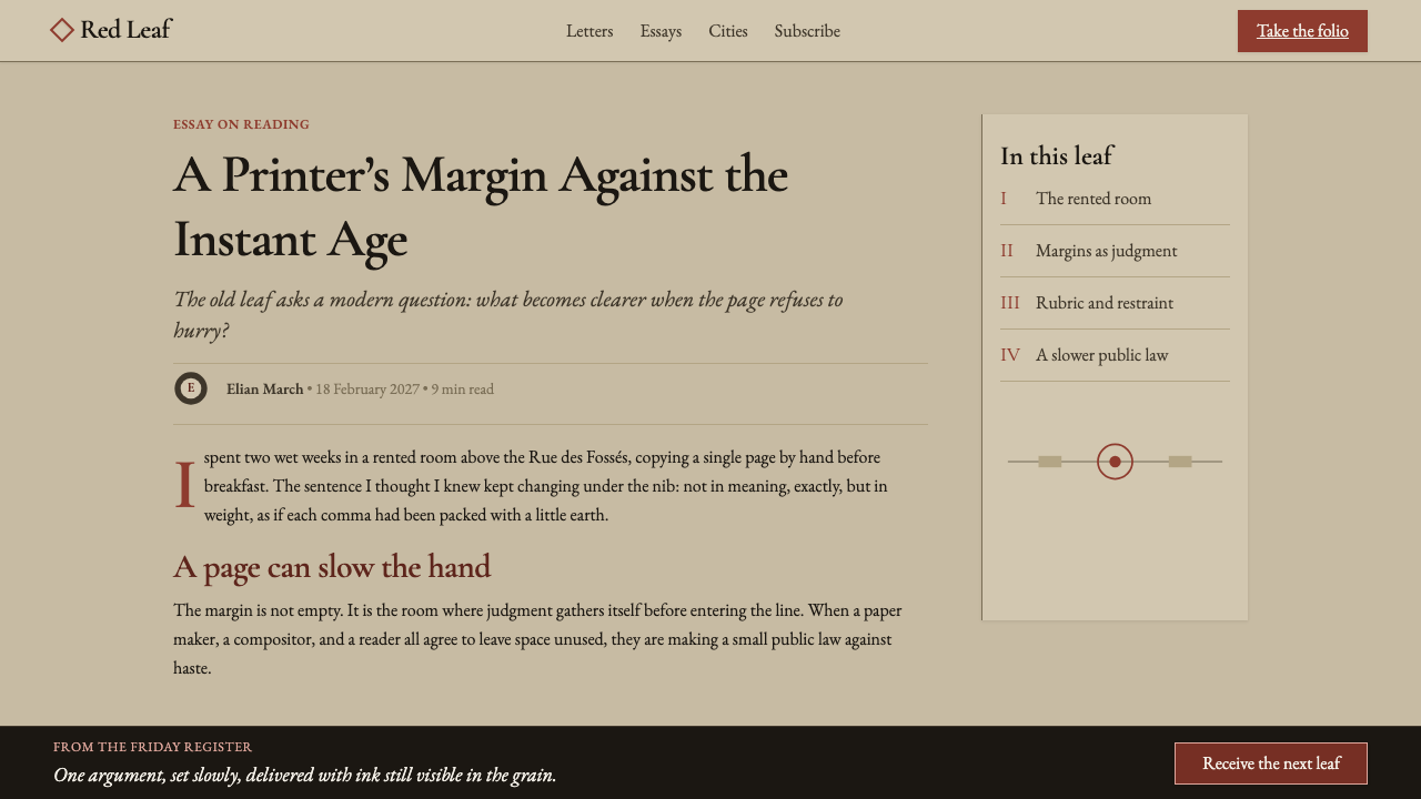 Garamond Old-Style French Serif design style applied to a Article page